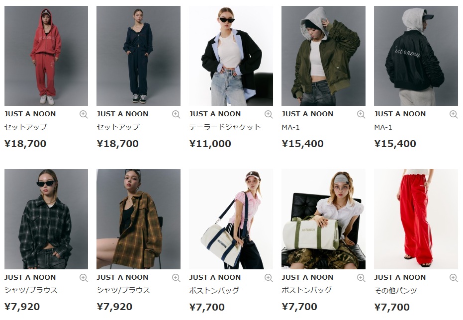 JUST A NOONのファッション系統